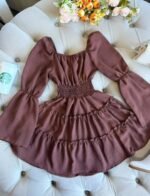 VESTIDO CORTO CARAMELO LISO - Imagen 3